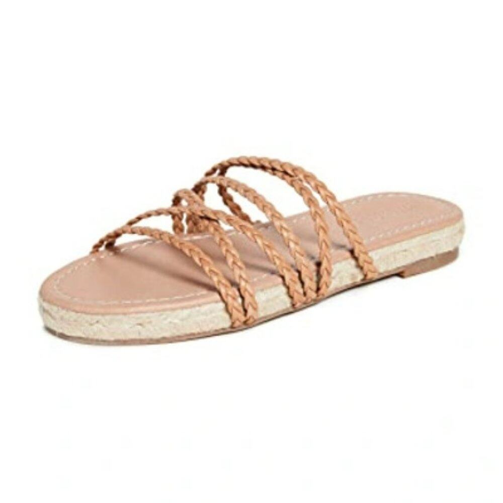 MADEWELL Sandal 6 The Kathryn Espadrille Slide in Amber Brown Leather MD777